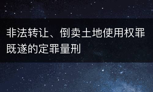 非法转让、倒卖土地使用权罪既遂的定罪量刑