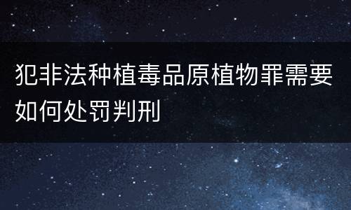 犯非法种植毒品原植物罪需要如何处罚判刑