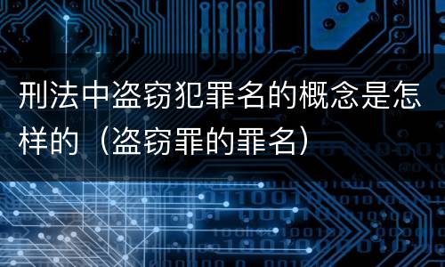 刑法中盗窃犯罪名的概念是怎样的（盗窃罪的罪名）