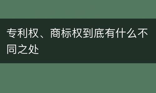 专利权、商标权到底有什么不同之处
