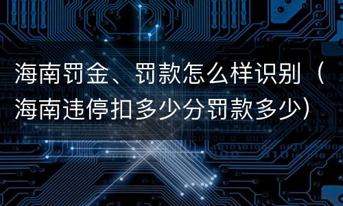 海南罚金、罚款怎么样识别（海南违停扣多少分罚款多少）