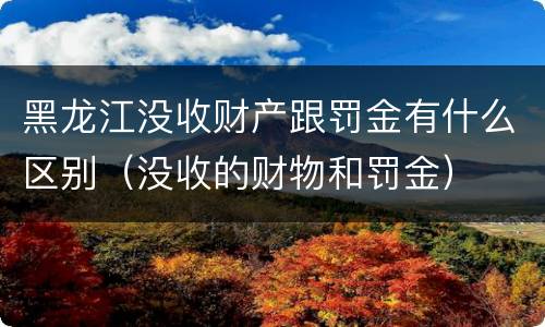 黑龙江没收财产跟罚金有什么区别（没收的财物和罚金）