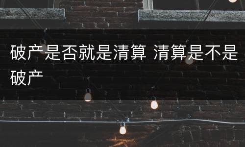 破产是否就是清算 清算是不是破产