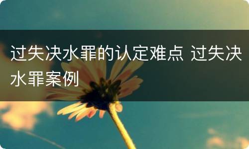 过失决水罪的认定难点 过失决水罪案例