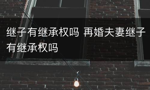 继子有继承权吗 再婚夫妻继子有继承权吗