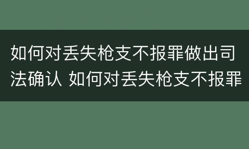 如何对丢失枪支不报罪做出司法确认 如何对丢失枪支不报罪做出司法确认书
