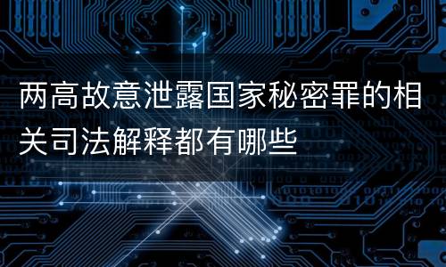 两高故意泄露国家秘密罪的相关司法解释都有哪些