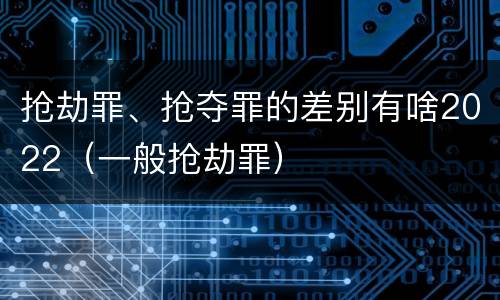 抢劫罪、抢夺罪的差别有啥2022（一般抢劫罪）