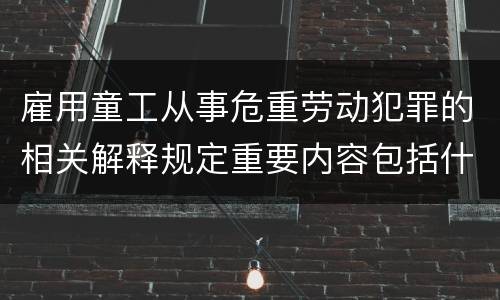 雇用童工从事危重劳动犯罪的相关解释规定重要内容包括什么