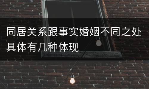 同居关系跟事实婚姻不同之处具体有几种体现
