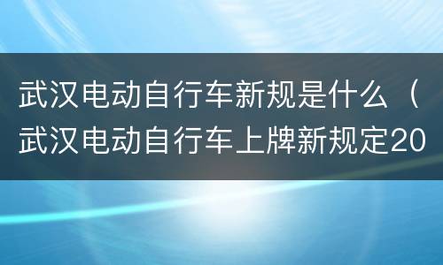 武汉电动自行车新规是什么（武汉电动自行车上牌新规定2020）