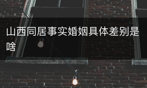 山西同居事实婚姻具体差别是啥
