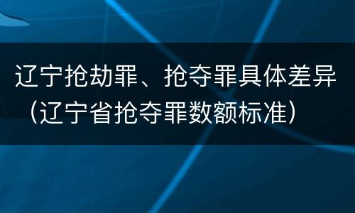 辽宁抢劫罪、抢夺罪具体差异（辽宁省抢夺罪数额标准）