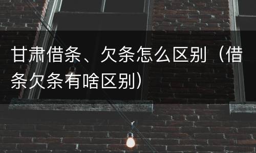 甘肃借条、欠条怎么区别（借条欠条有啥区别）