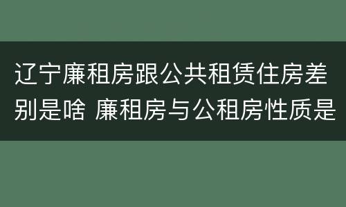 辽宁廉租房跟公共租赁住房差别是啥 廉租房与公租房性质是一样的吗