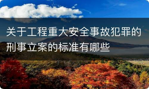 关于工程重大安全事故犯罪的刑事立案的标准有哪些
