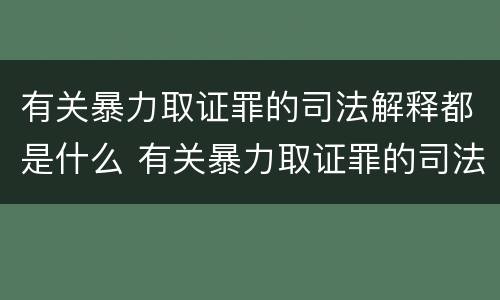 有关暴力取证罪的司法解释都是什么 有关暴力取证罪的司法解释都是什么意思