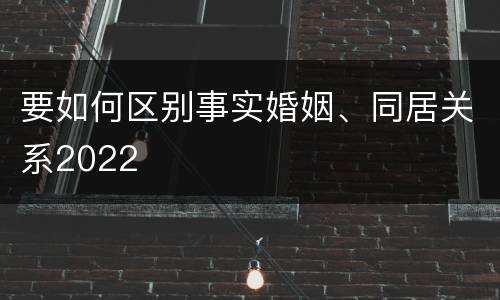 要如何区别事实婚姻、同居关系2022