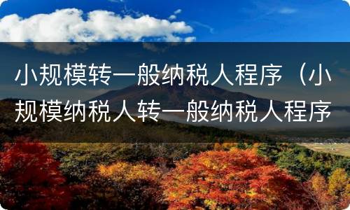 小规模转一般纳税人程序（小规模纳税人转一般纳税人程序）