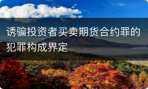 诱骗投资者买卖期货合约罪的犯罪构成界定