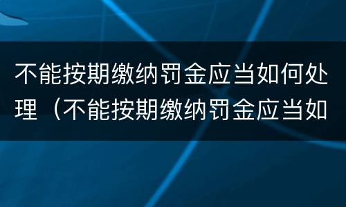 不能按期缴纳罚金应当如何处理（不能按期缴纳罚金应当如何处理呢）