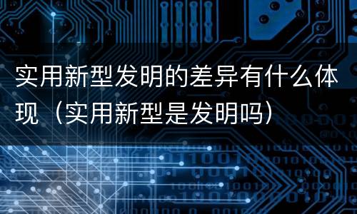 实用新型发明的差异有什么体现（实用新型是发明吗）