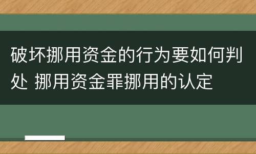 破坏挪用资金的行为要如何判处 挪用资金罪挪用的认定