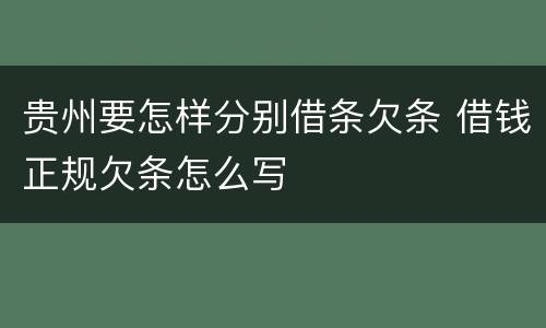 贵州要怎样分别借条欠条 借钱正规欠条怎么写