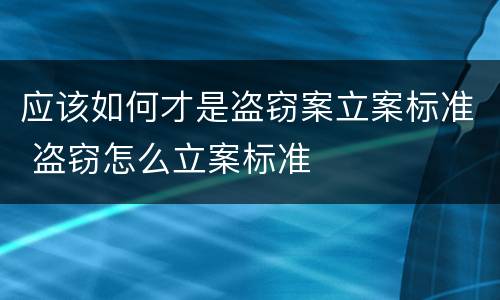 应该如何才是盗窃案立案标准 盗窃怎么立案标准
