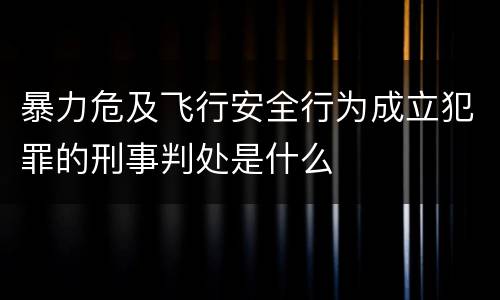 暴力危及飞行安全行为成立犯罪的刑事判处是什么
