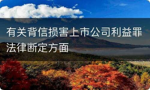 有关背信损害上市公司利益罪法律断定方面