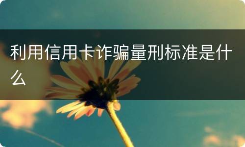 利用信用卡诈骗量刑标准是什么