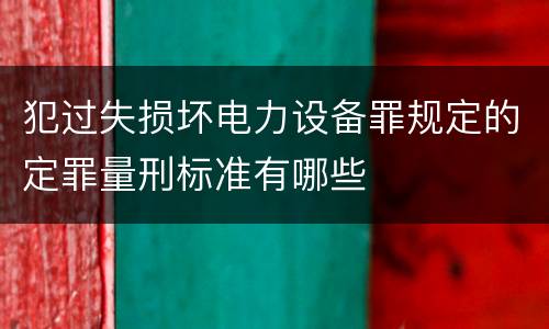 犯过失损坏电力设备罪规定的定罪量刑标准有哪些