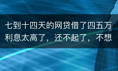 七到十四天的网贷借了四五万利息太高了，还不起了，不想还了可爱吗
