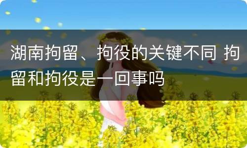 湖南拘留、拘役的关键不同 拘留和拘役是一回事吗
