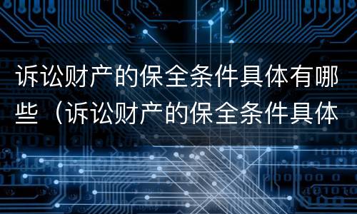 诉讼财产的保全条件具体有哪些（诉讼财产的保全条件具体有哪些内容）