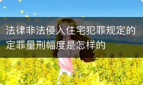 法律非法侵入住宅犯罪规定的定罪量刑幅度是怎样的