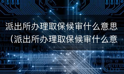 派出所办理取保候审什么意思（派出所办理取保候审什么意思）