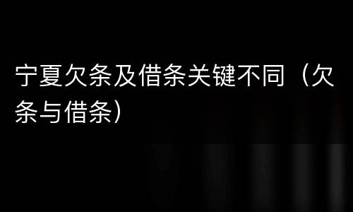 宁夏欠条及借条关键不同（欠条与借条）