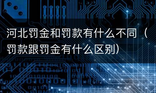 河北罚金和罚款有什么不同（罚款跟罚金有什么区别）