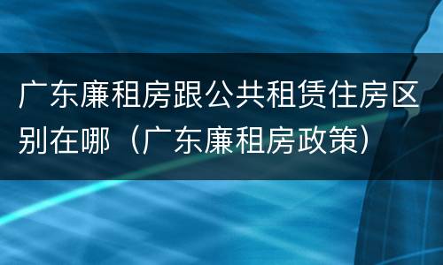 广东廉租房跟公共租赁住房区别在哪（广东廉租房政策）