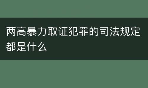 两高暴力取证犯罪的司法规定都是什么