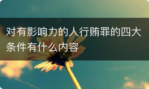 对有影响力的人行贿罪的四大条件有什么内容