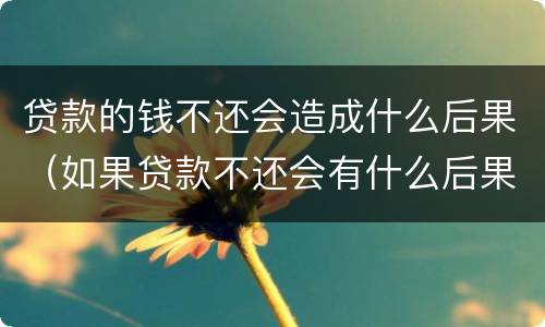 贷款的钱不还会造成什么后果（如果贷款不还会有什么后果）