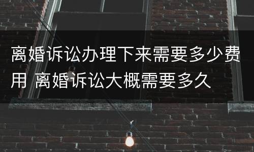 离婚诉讼办理下来需要多少费用 离婚诉讼大概需要多久