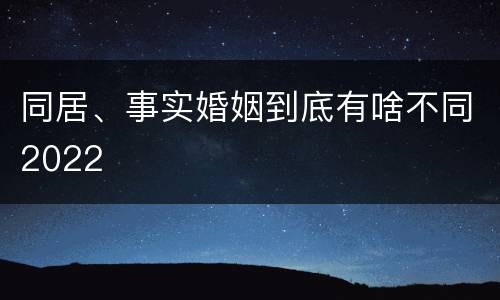 同居、事实婚姻到底有啥不同2022