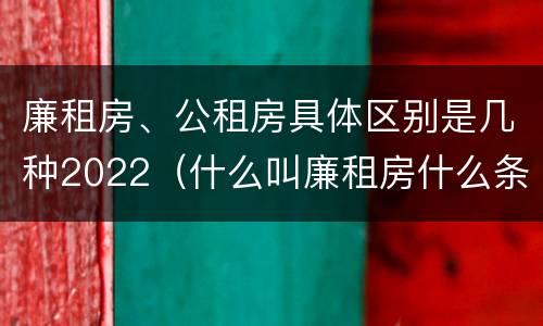 廉租房、公租房具体区别是几种2022（什么叫廉租房什么条件什么叫公租房）