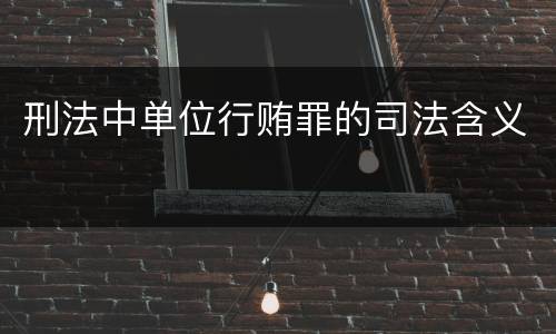 刑法中单位行贿罪的司法含义