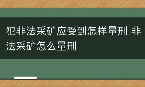 犯非法采矿应受到怎样量刑 非法采矿怎么量刑