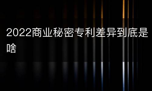 2022商业秘密专利差异到底是啥